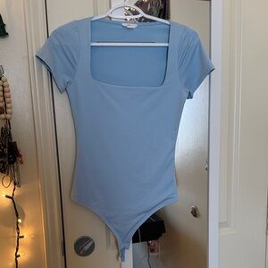 Sky Blue Square Neck Bodysuit